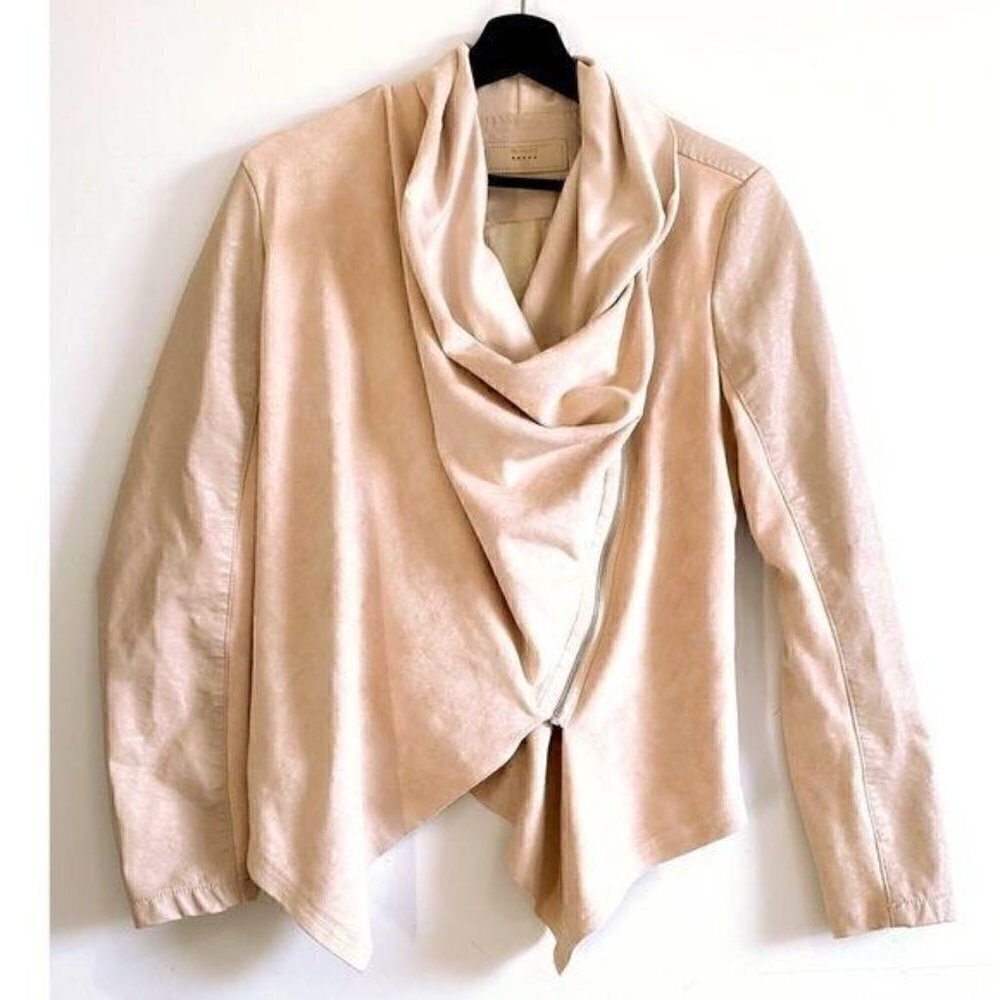 BLANKNYC Faux Leather Mixed Media Drape Front Jacket Size S